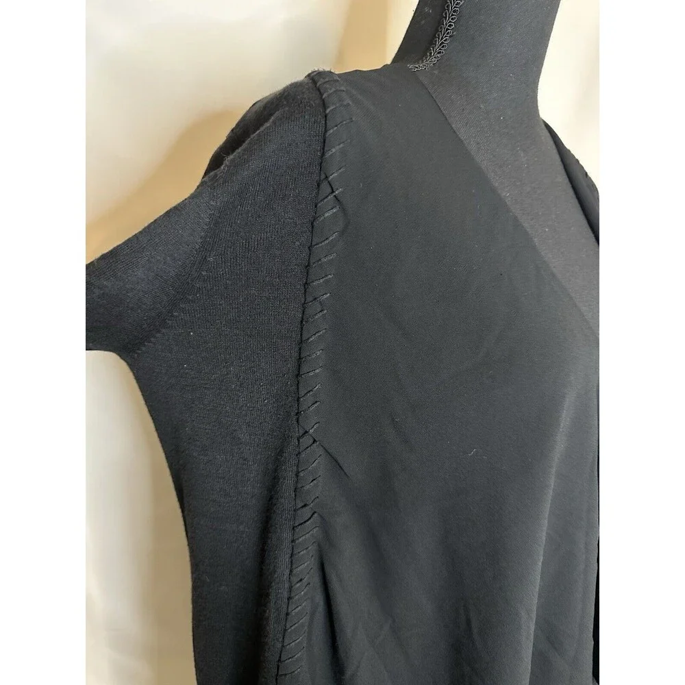 Soft Surroundings Black Open Front‎ Cardigan Cotton Blend Women's MEDIUM